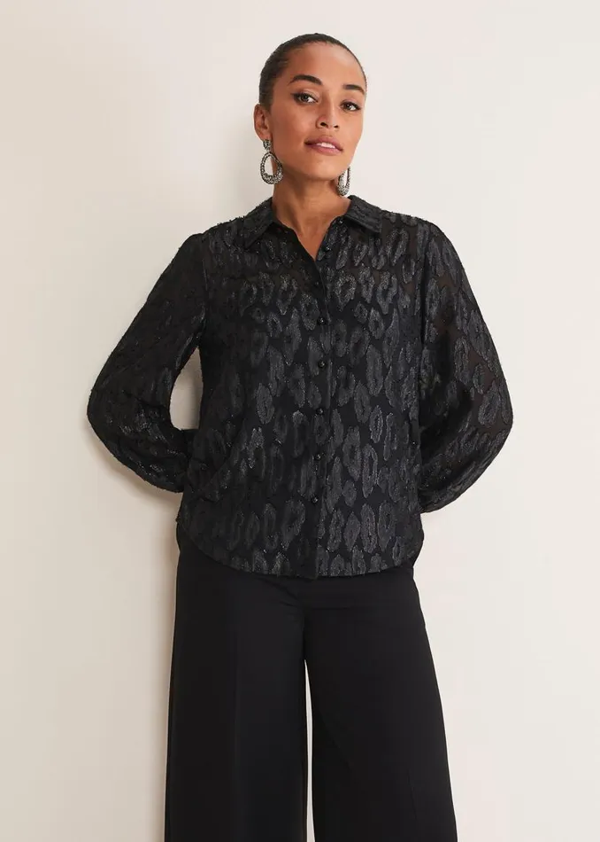Phase Eight Shirts and Blouses Tate Leopard Jacquard Blouse Black 8211 Women Phase Eight Shirts and Blouses Tate Leopard Jacquard Blouse Black 8211 Women