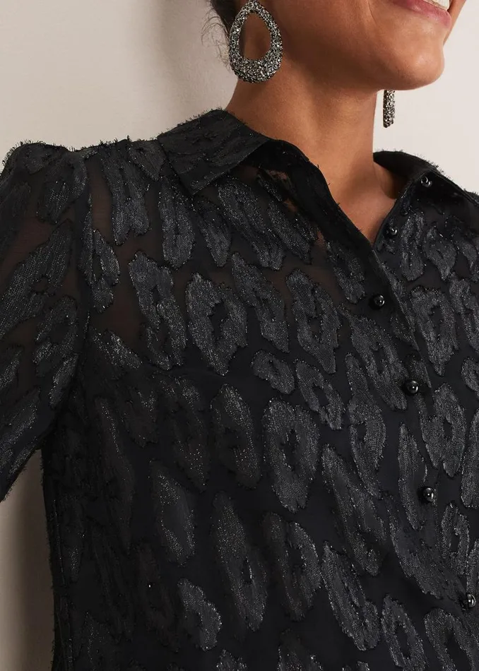Phase Eight Shirts and Blouses Tate Leopard Jacquard Blouse Black 8211 Women Phase Eight Shirts and Blouses Tate Leopard Jacquard Blouse Black 8211 Women