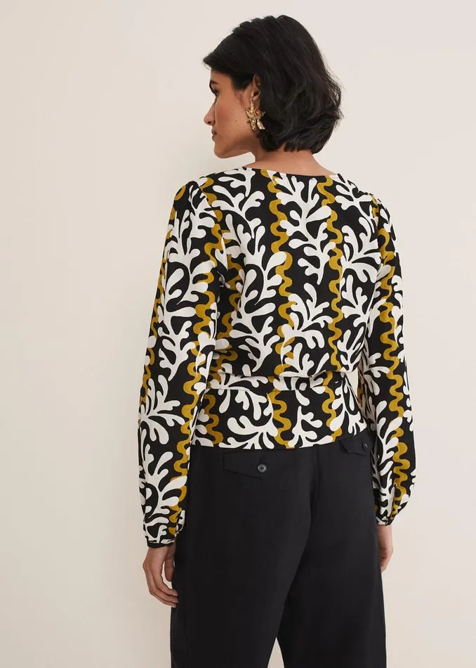 Phase Eight Shirts and Blouses Vienna Linen Wrap Blouse Blackmulti 8211 Women Phase Eight Shirts and Blouses Vienna Linen Wrap Blouse Blackmulti 8211 Women