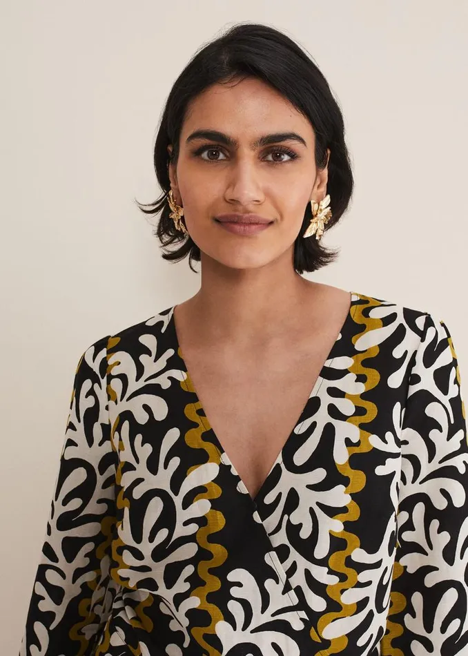 Phase Eight Shirts and Blouses Vienna Linen Wrap Blouse Blackmulti 8211 Women Phase Eight Shirts and Blouses Vienna Linen Wrap Blouse Blackmulti 8211 Women