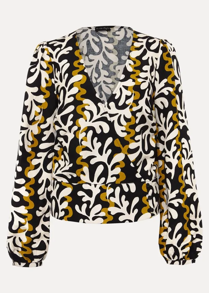 Phase Eight Shirts and Blouses Vienna Linen Wrap Blouse Blackmulti 8211 Women Phase Eight Shirts and Blouses Vienna Linen Wrap Blouse Blackmulti 8211 Women