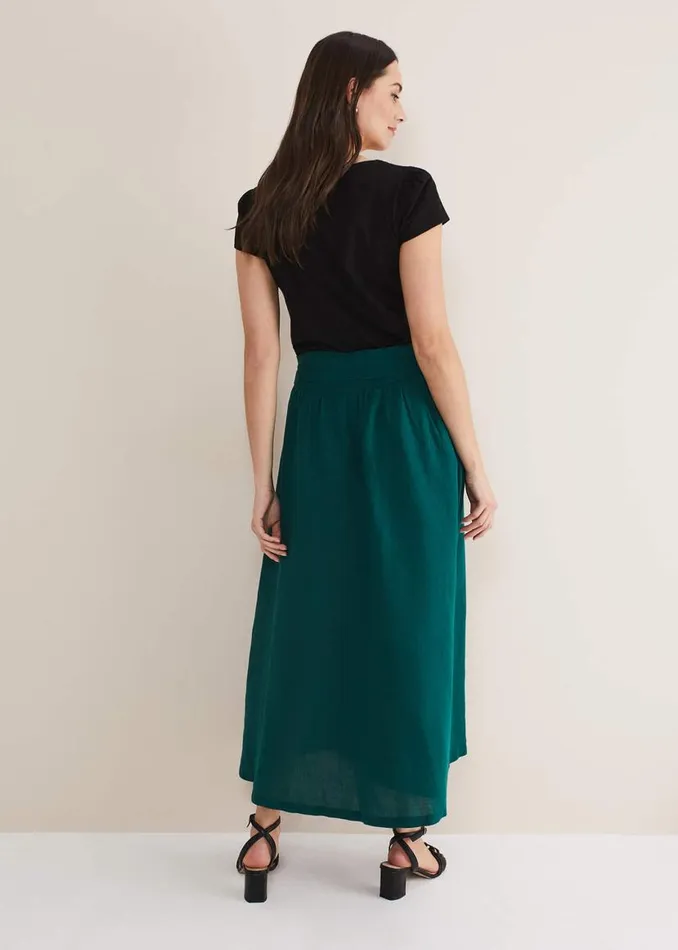 Phase Eight Skirts Amorette Linen Belted Maxi Skirt Jade 8211 Women