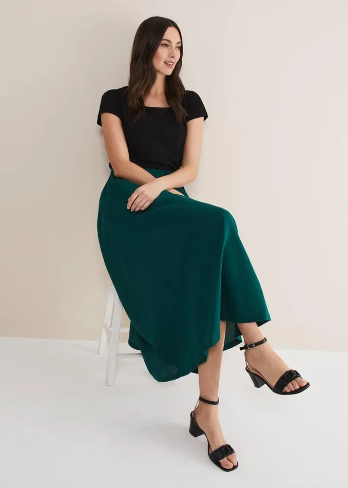 Phase Eight Skirts Amorette Linen Belted Maxi Skirt Jade 8211 Women