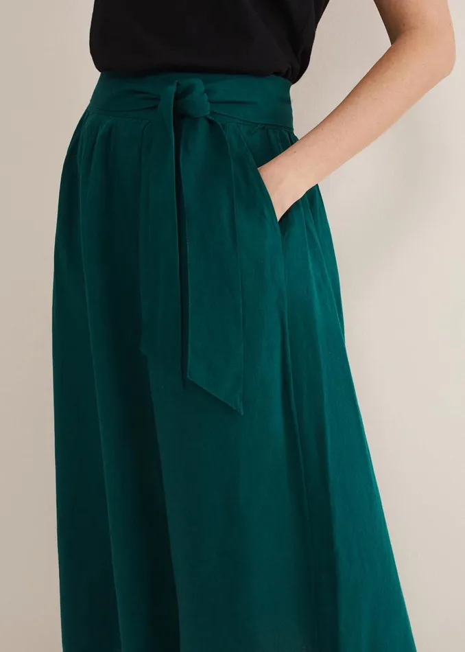 Phase Eight Skirts Amorette Linen Belted Maxi Skirt Jade 8211 Women