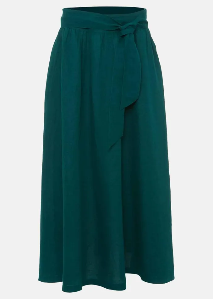 Phase Eight Skirts Amorette Linen Belted Maxi Skirt Jade 8211 Women