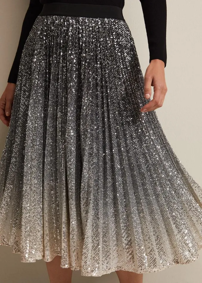 Phase Eight Skirts Celeste Sequin Ombre Pleated Midi Skirt Multicoloured 8211 Women Phase Eight Skirts Celeste Sequin Ombre Pleated Midi Skirt Multicoloured 8211 Women