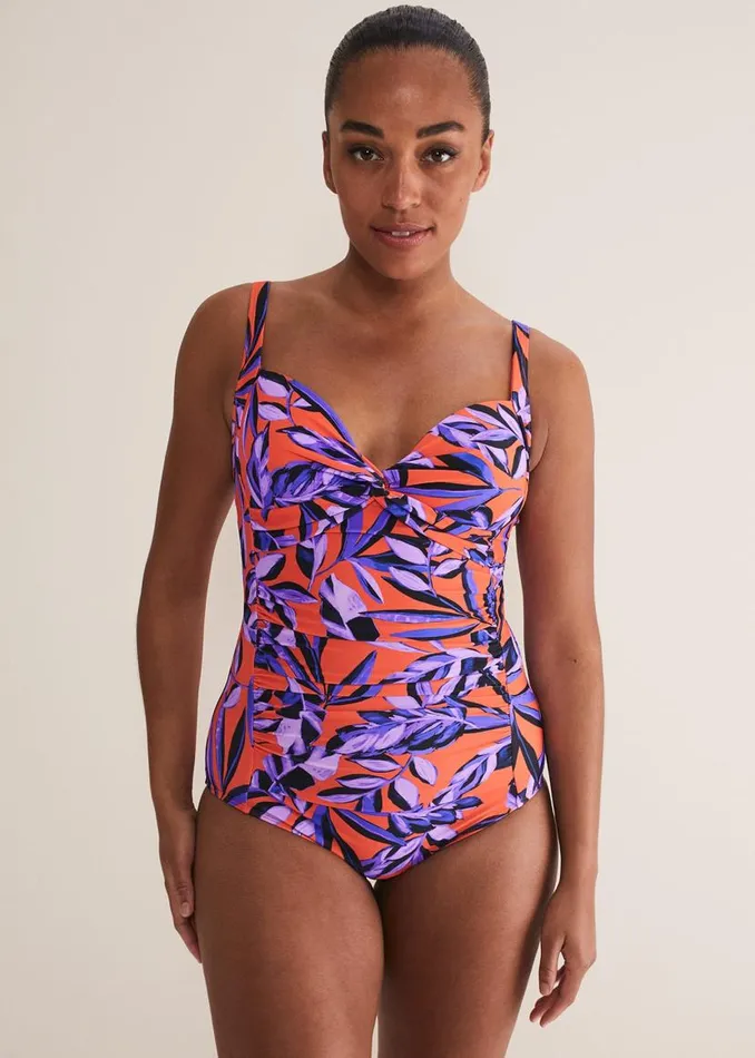Phase Eight Swimwear Leaf Print Swimsuit Purpleorange 8211 Women