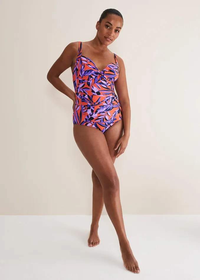 Phase Eight Swimwear Leaf Print Swimsuit Purpleorange 8211 Women