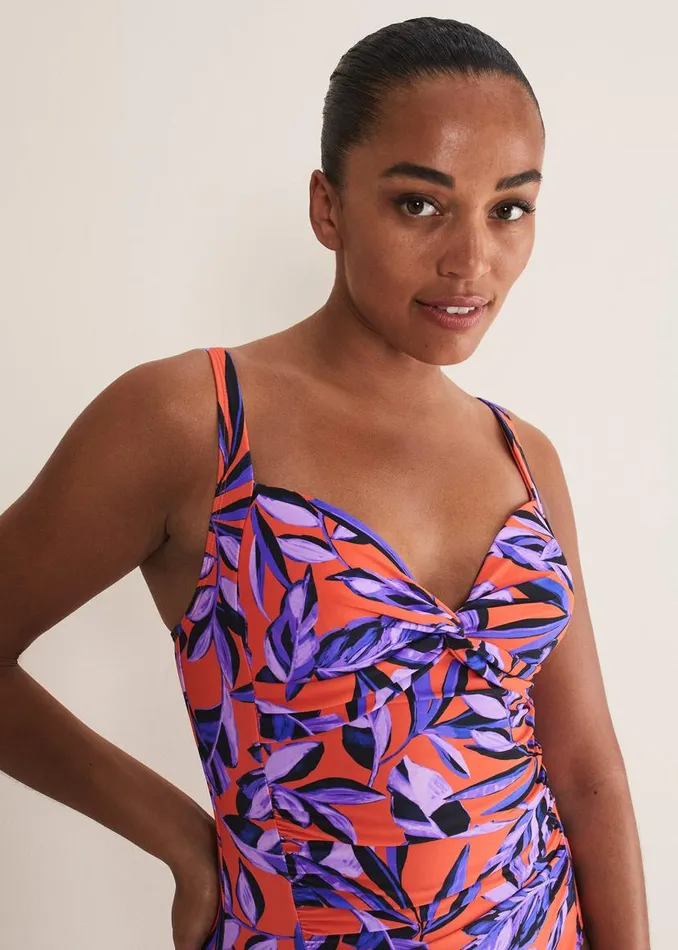 Phase Eight Swimwear Leaf Print Swimsuit Purpleorange 8211 Women