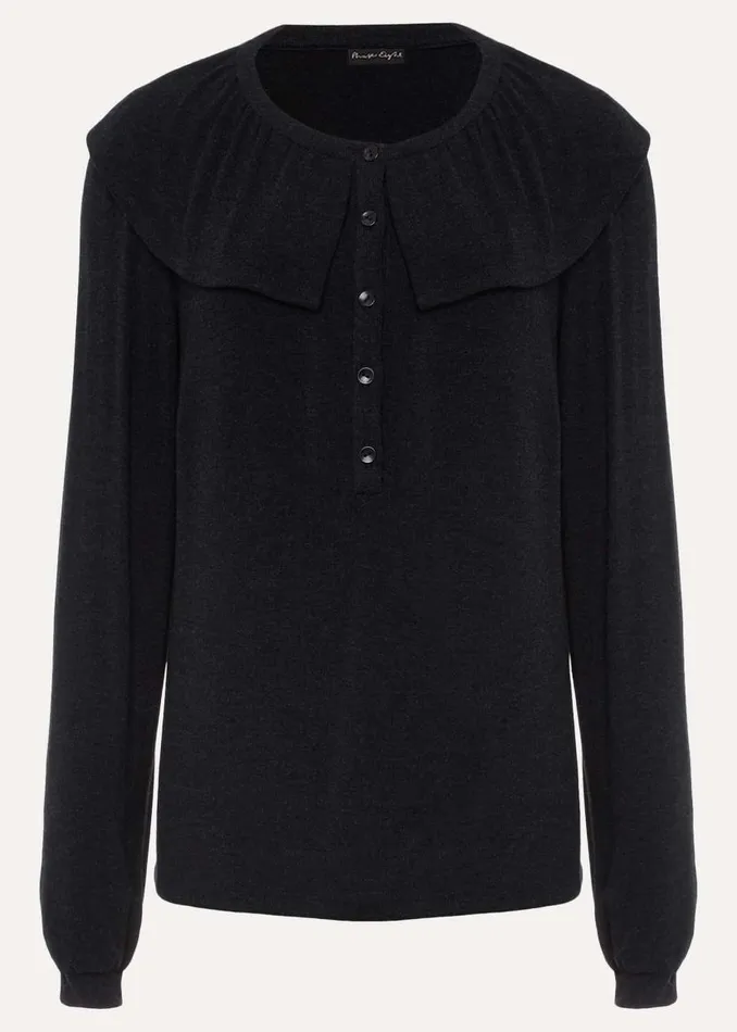 Phase Eight Tops and TShirts Anda Frill Detail Bor Top Charcoal 8211 Women