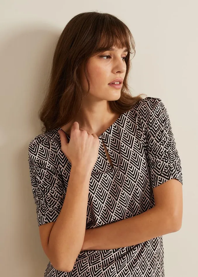 Phase Eight Tops and TShirts Evelyn Geo Print Top Blackmulti 8211 Women