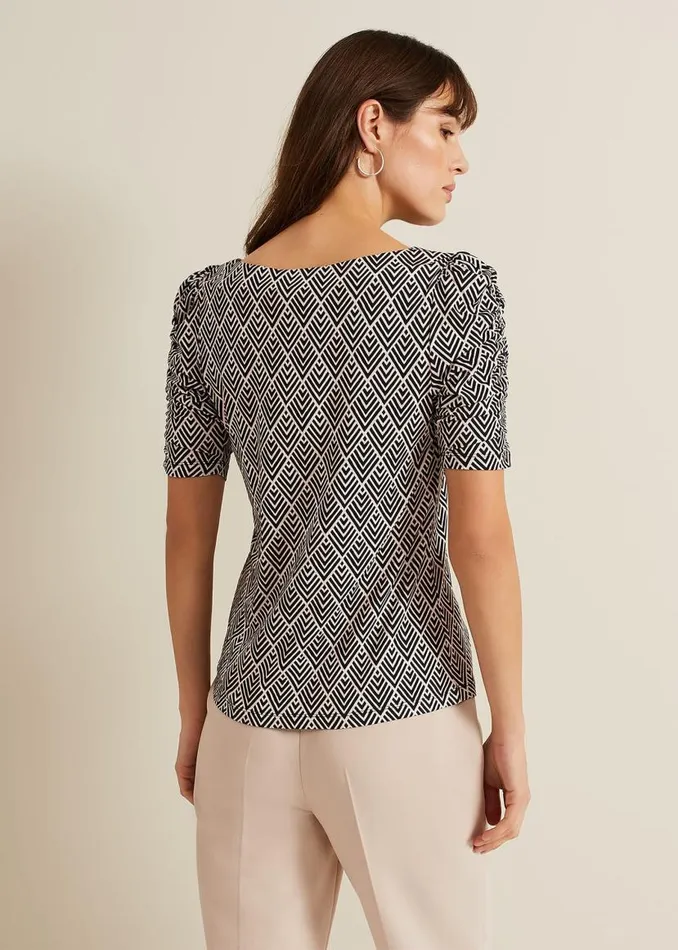 Phase Eight Tops and TShirts Evelyn Geo Print Top Blackmulti 8211 Women
