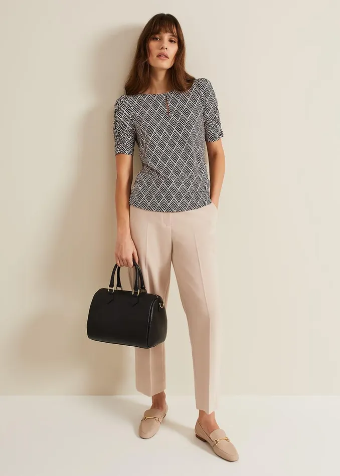 Phase Eight Tops and TShirts Evelyn Geo Print Top Blackmulti 8211 Women