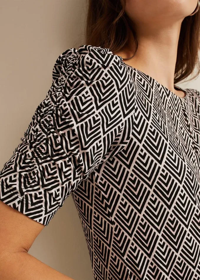 Phase Eight Tops and TShirts Evelyn Geo Print Top Blackmulti 8211 Women