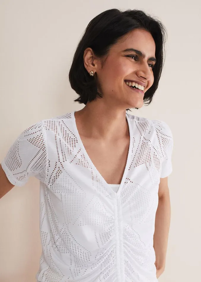 Phase Eight Tops and TShirts Gemima Ruched Front Top White 8211 Women