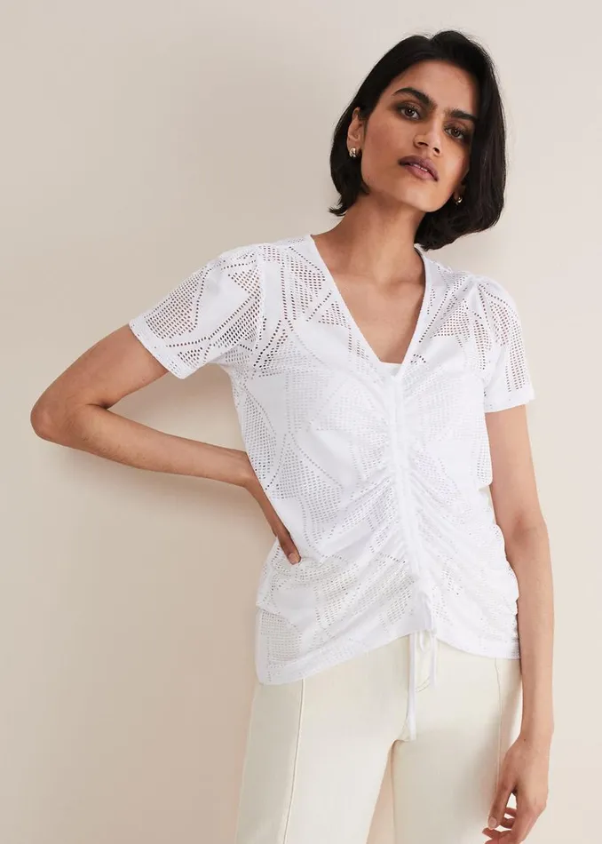 Phase Eight Tops and TShirts Gemima Ruched Front Top White 8211 Women