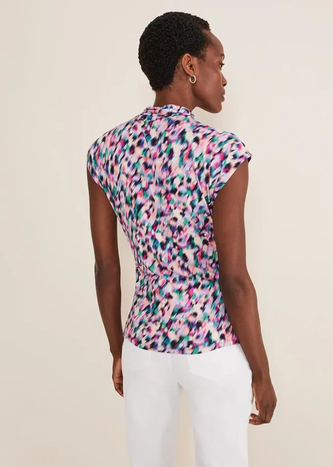 Phase Eight Tops and TShirts Karelena High Neck Top Pink Multi 8211 Women