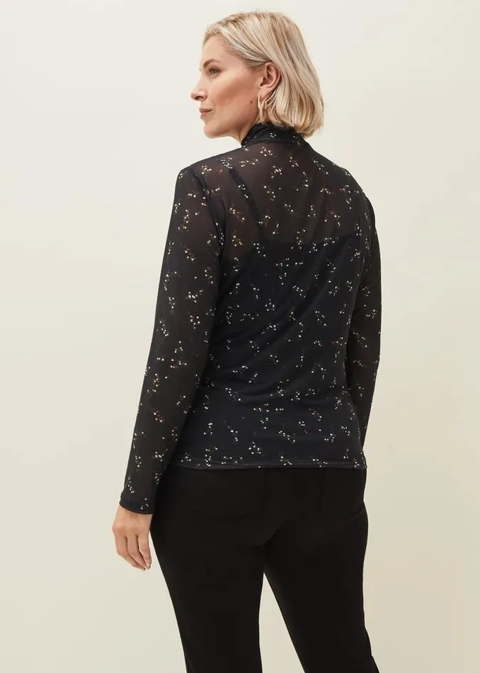 Phase Eight Tops and TShirts Kelby Floral Mesh Top Black 8211 Women