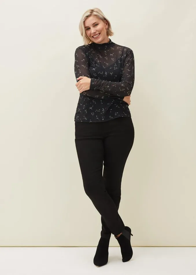 Phase Eight Tops and TShirts Kelby Floral Mesh Top Black 8211 Women
