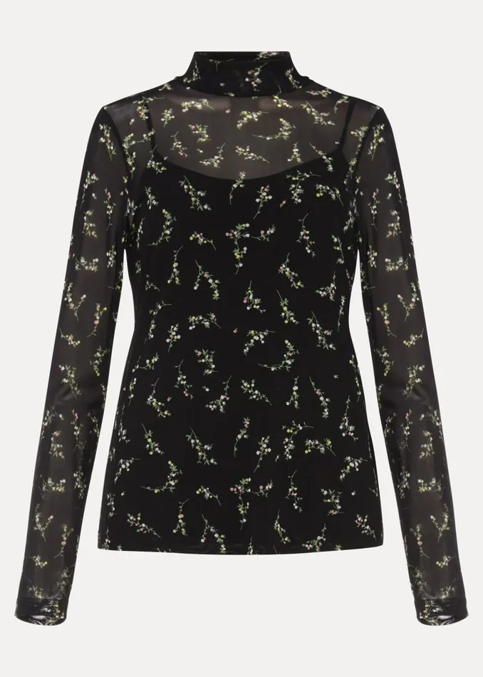 Phase Eight Tops and TShirts Kelby Floral Mesh Top Black 8211 Women