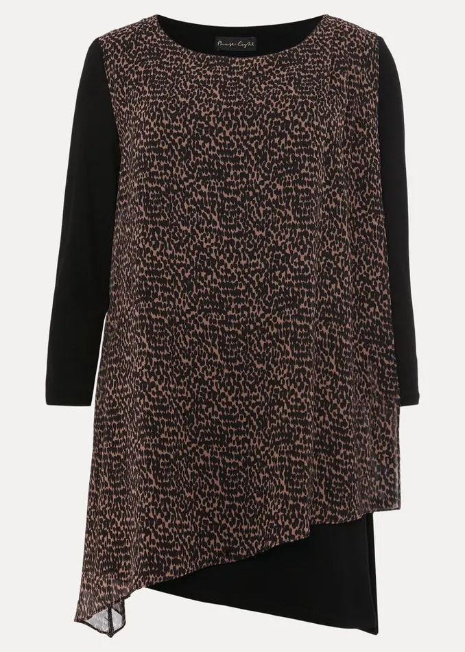 Phase Eight Tops and TShirts Mika Printed Penele Top Blackcamel 8211 Women