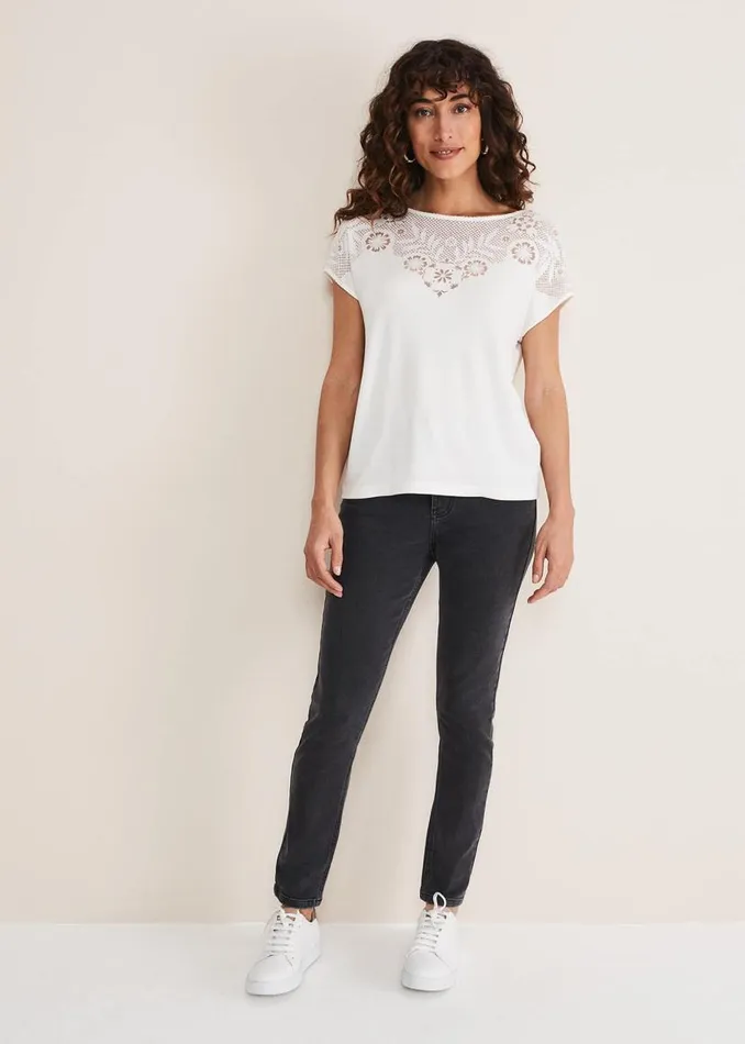 Phase Eight Tops and TShirts Ulla Placement Burnout Top Ivory 8211 Women