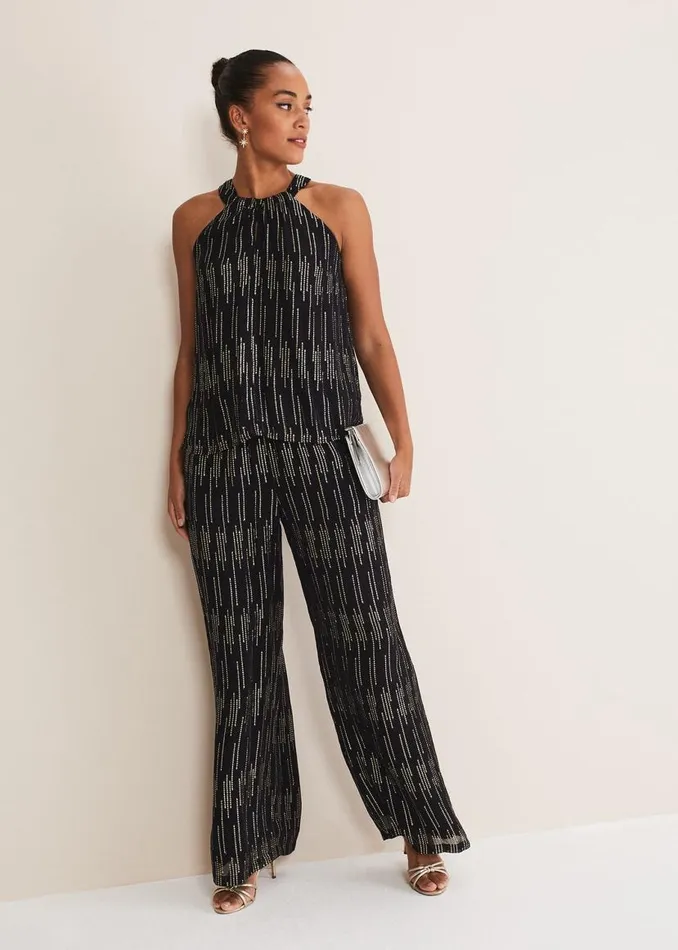 Phase Eight Trousers Eula Lurex Trouser CoOrd Blackgold 8211 Women