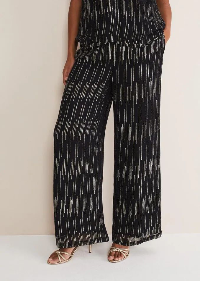 Phase Eight Trousers Eula Lurex Trouser CoOrd Blackgold 8211 Women