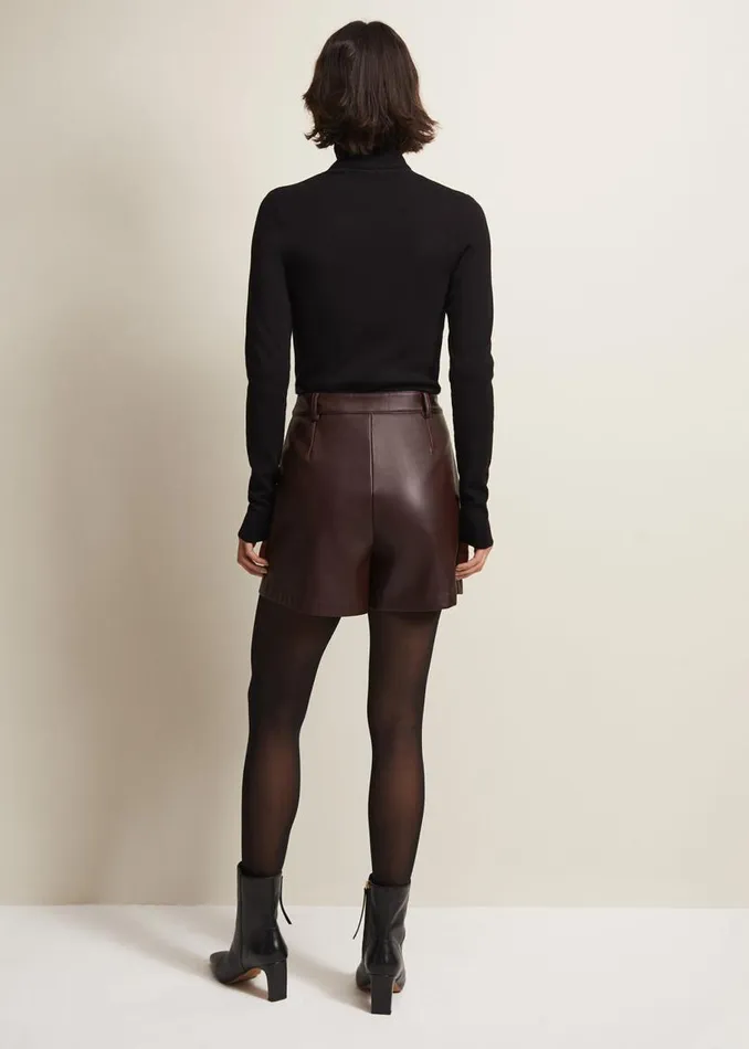 Phase Eight Trousers Hadley Faux Leather Shorts Burgundy 8211 Women