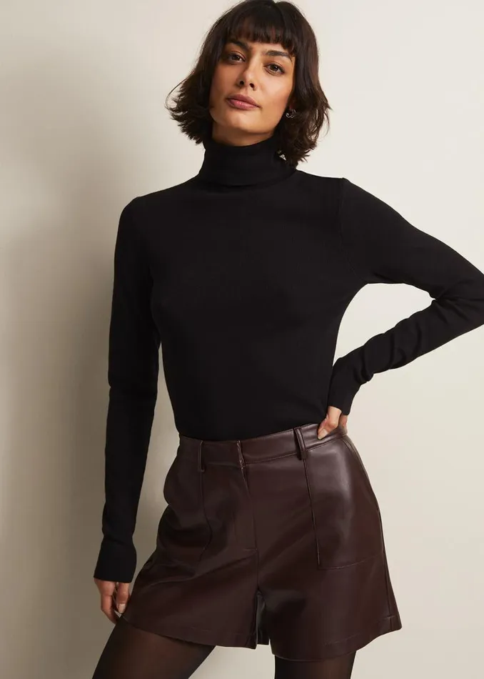 Phase Eight Trousers Hadley Faux Leather Shorts Burgundy 8211 Women