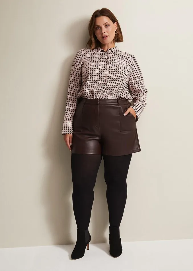 Phase Eight Trousers Hadley Faux Leather Shorts Burgundy 8211 Women