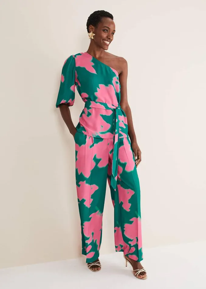 Phase Eight Trousers Madison Abstract Trousers CoOrd Greenpink 8211 Women