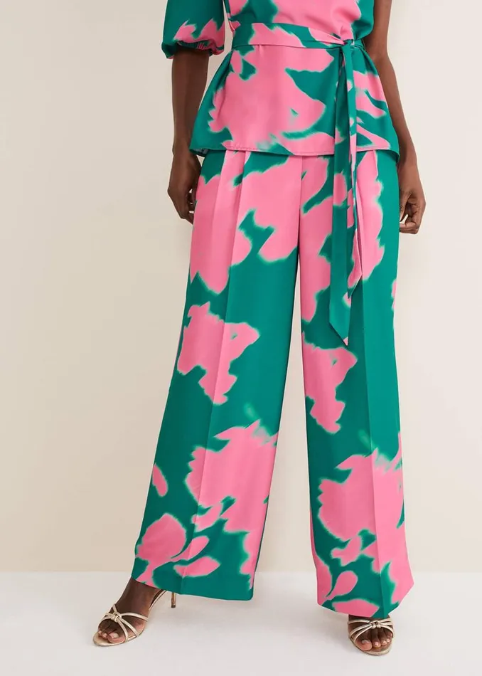 Phase Eight Trousers Madison Abstract Trousers CoOrd Greenpink 8211 Women