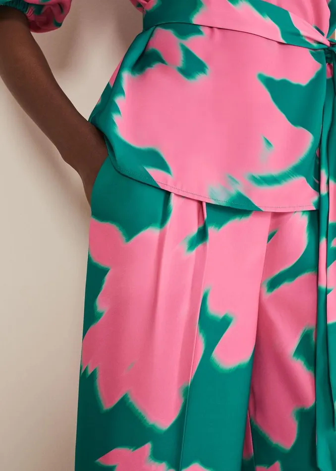 Phase Eight Trousers Madison Abstract Trousers CoOrd Greenpink 8211 Women