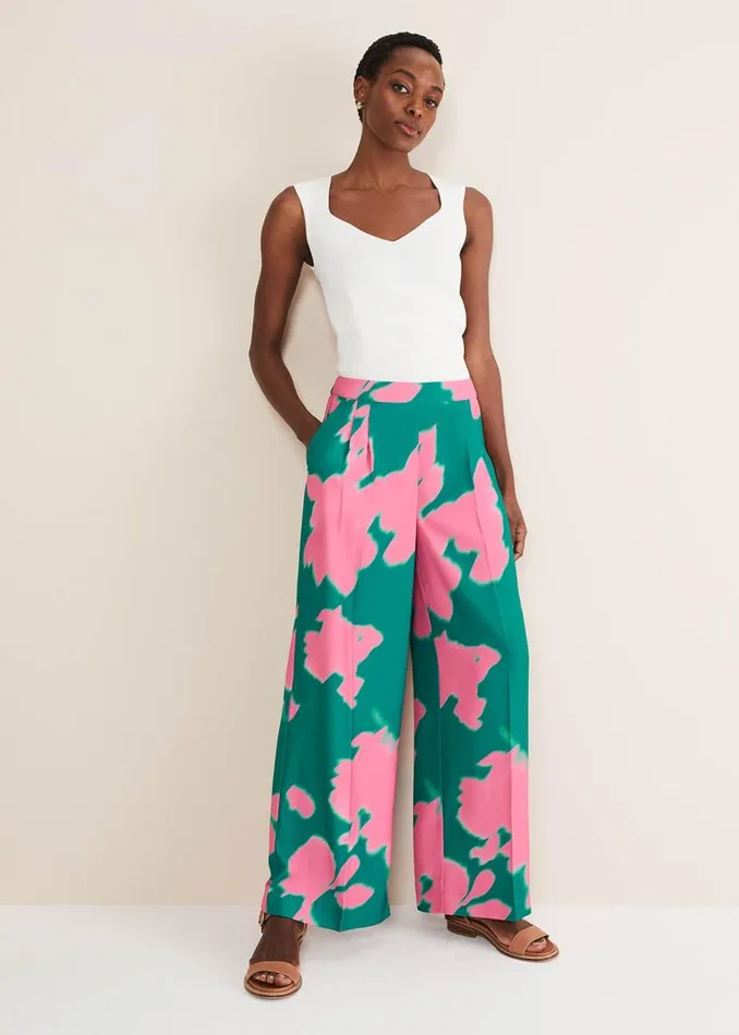 Phase Eight Trousers Madison Abstract Trousers CoOrd Greenpink 8211 Women