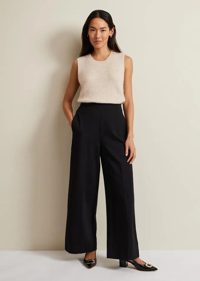 Phase Eight Trousers Mila Ponte Wide Leg Trousers Black 8211 Women