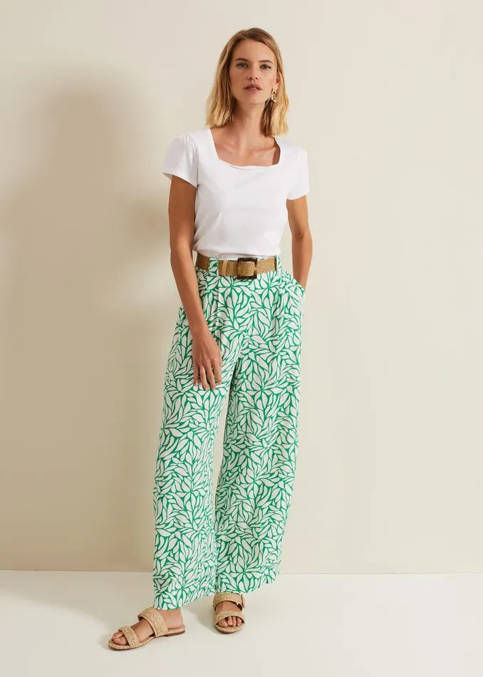 Phase Eight Trousers Nylah Printed Wide Leg Trousers Green 8211 Women