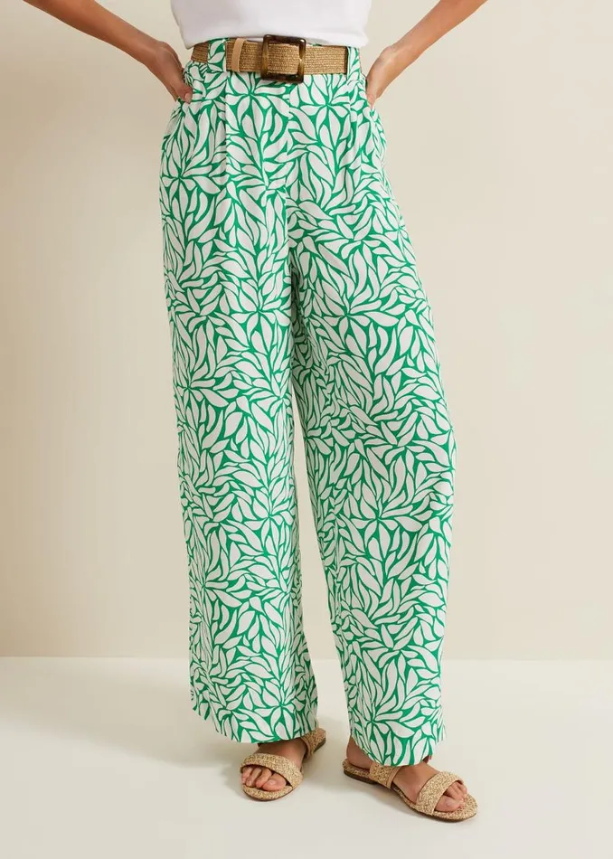 Phase Eight Trousers Nylah Printed Wide Leg Trousers Green 8211 Women