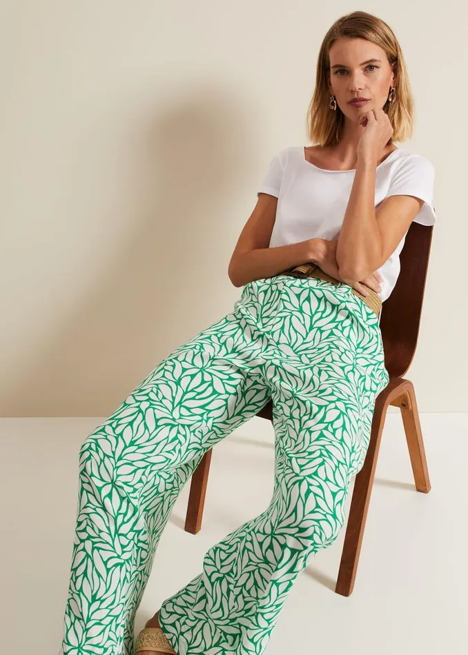 Phase Eight Trousers Nylah Printed Wide Leg Trousers Green 8211 Women