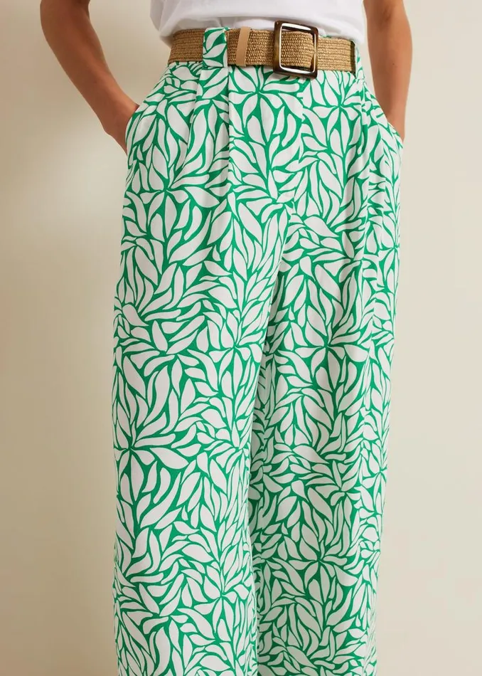 Phase Eight Trousers Nylah Printed Wide Leg Trousers Green 8211 Women
