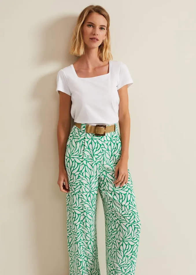 Phase Eight Trousers Nylah Printed Wide Leg Trousers Green 8211 Women