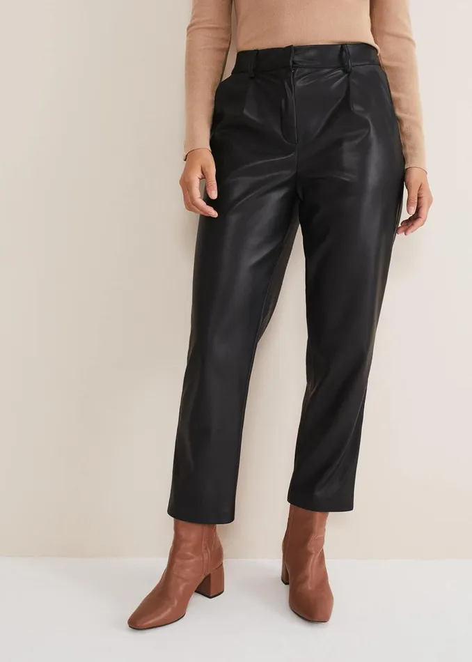Phase Eight Trousers Rya Pleather Straight Leg Trouser Black 8211 Women