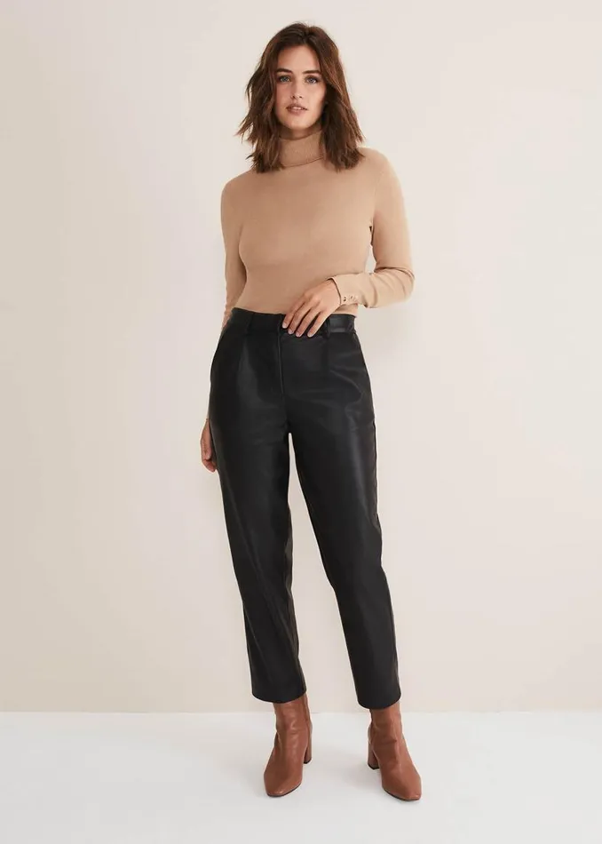 Phase Eight Trousers Rya Pleather Straight Leg Trouser Black 8211 Women