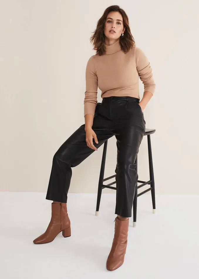 Phase Eight Trousers Rya Pleather Straight Leg Trouser Black 8211 Women