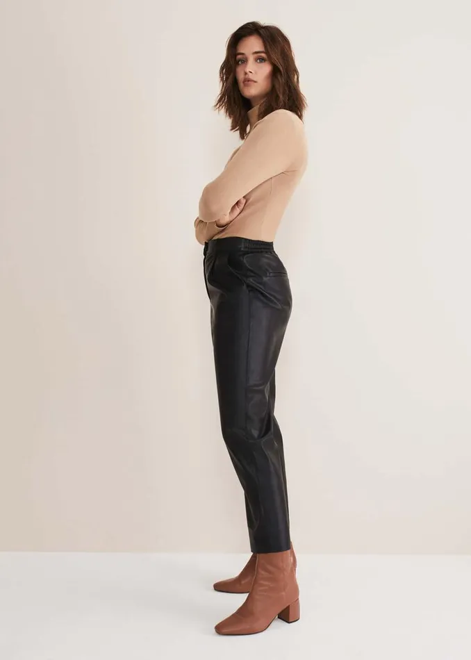 Phase Eight Trousers Rya Pleather Straight Leg Trouser Black 8211 Women
