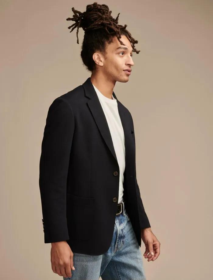 Pique Blazer 4Way Stretch Dark Blue Men Lucky Brand Suit Separates