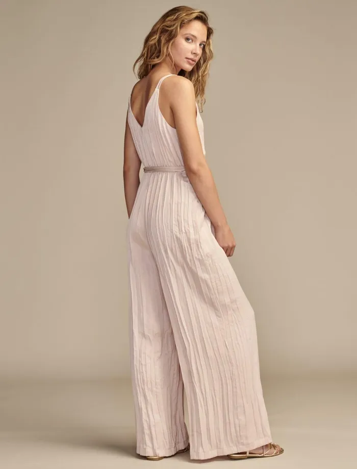 Pleated Satin Jumpsuit Sepia Rose Women Lucky Brand Jumpsuits and Overalls