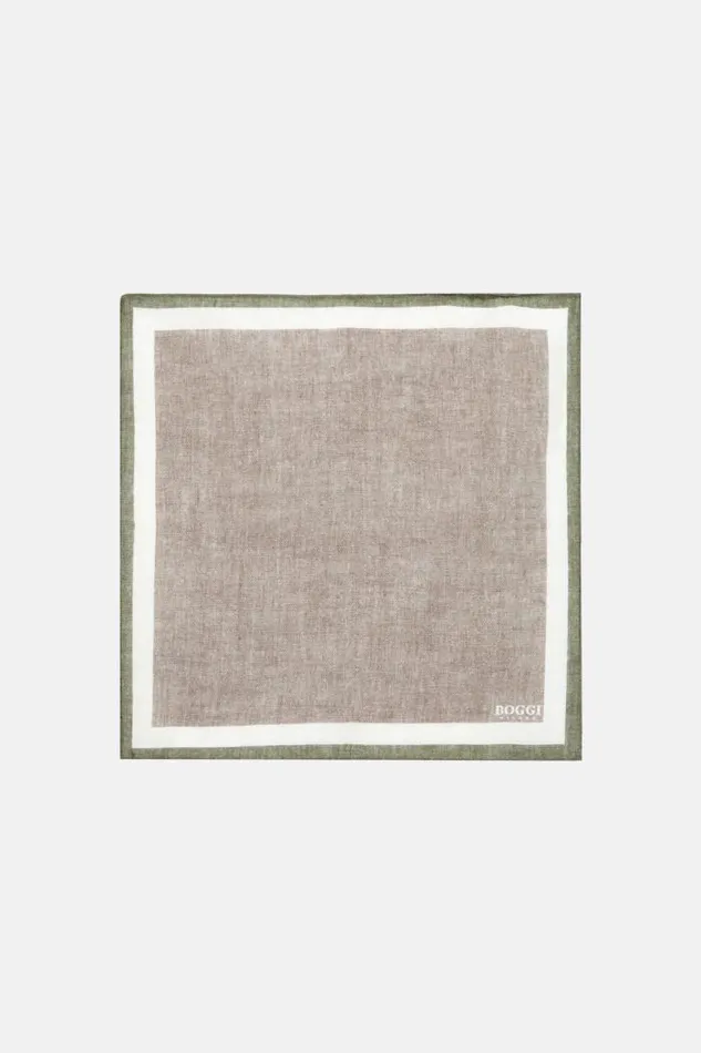 Pocket Squares Men Boggi Milano Linen Frame Motif Pocket Square Brown