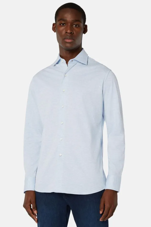 Polo Shirts Men Boggi Milano Cotton Piqu Regular Fit Polo Shirt Light Blue