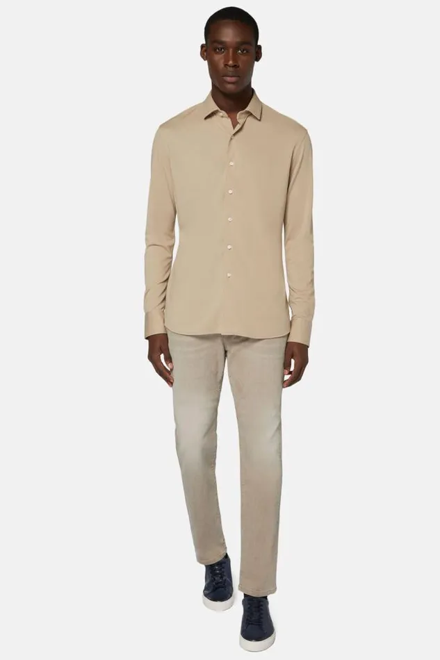 Polo Shirts Men Boggi Milano Regular Fit Performance Pique Polo Shirt Beige